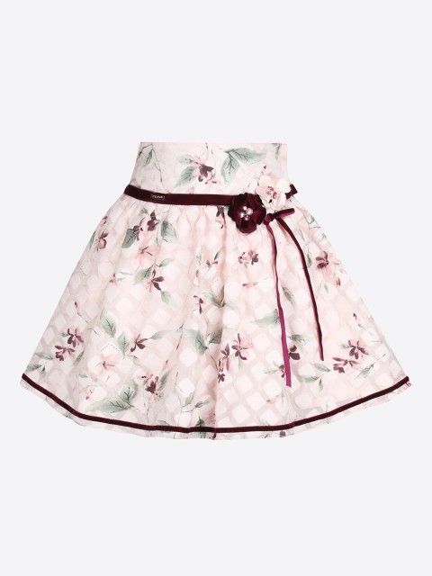 

CUTECUMBER Girls Pink Printed A-Line Knee-Length Skirt