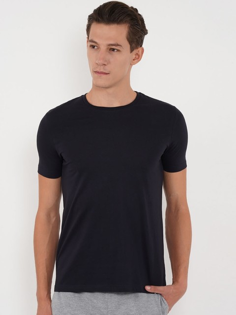 

Sweet Dreams Men Navy Blue Solid Lounge Tshirt 8907668790279