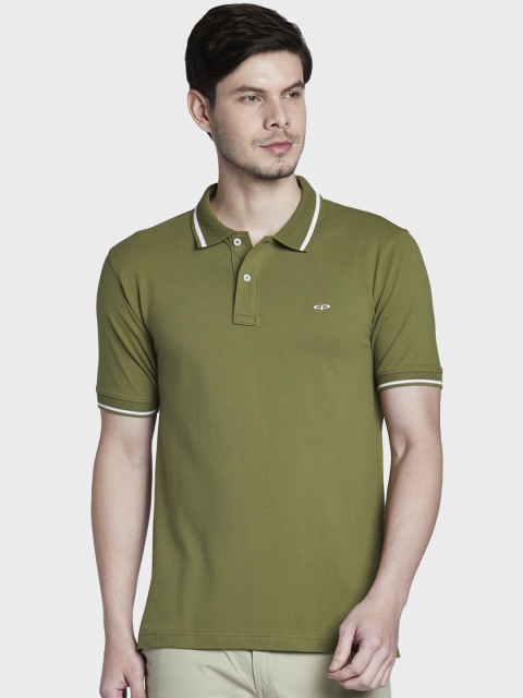 

ColorPlus Men Olive Green Solid Polo Collar T-shirt