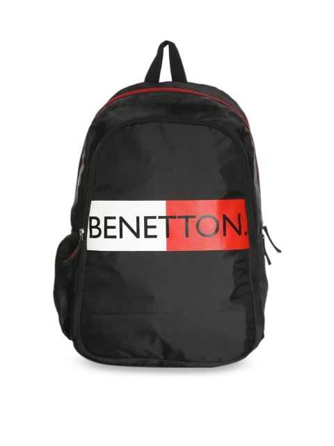 

United Colors of Benetton Unisex Black Typography Backpack