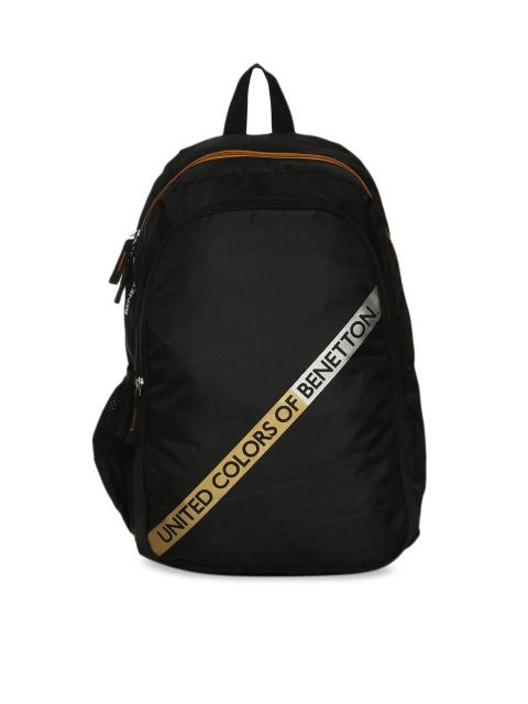 

United Colors of Benetton Unisex Black Typography Backpack