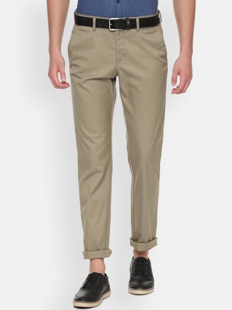 

Allen Solly Men Olive Brown Regular Fit Solid Regular Trousers