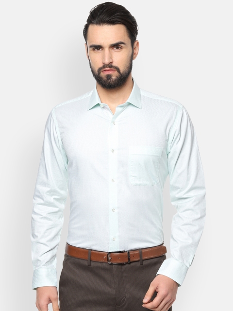 

Van Heusen Men Green Boxy Self Design Formal Shirt