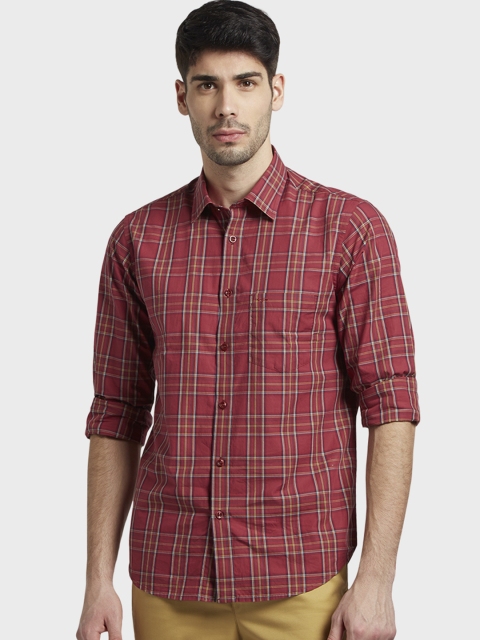 

ColorPlus Men Red Tailored Fit Checked Casual Shirt