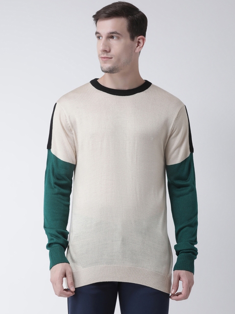 

Club York Men Beige Solid Pullover Sweater