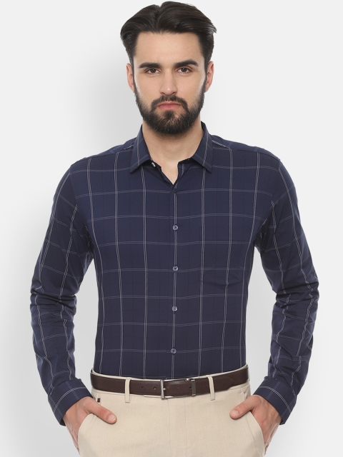 

Van Heusen Men Navy Blue Slim Fit Checked Formal Shirt