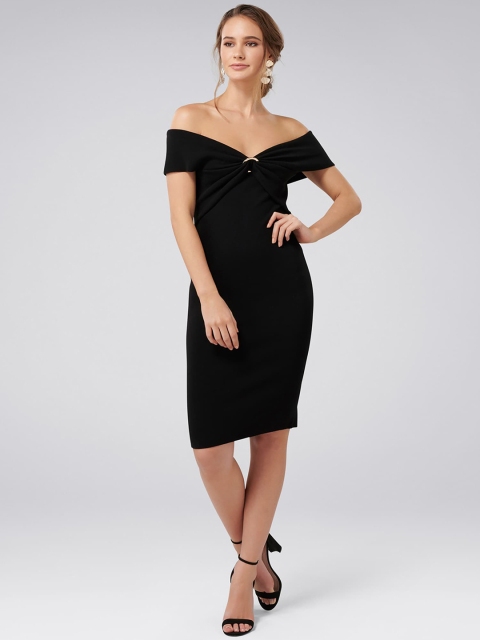 

Forever New Women Solid Black Sheath Dress