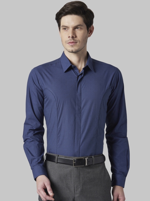 

Park Avenue Men Navy Blue Slim Fit Self Design Formal Shirt