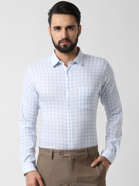 

Peter England Men White Slim Fit Checked Formal Shirt