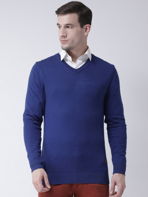 

Club York Men Blue Solid Pullover Sweater
