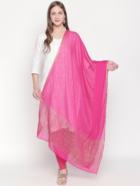 

Dupatta Bazaar Women Pink Woven Design Dupatta