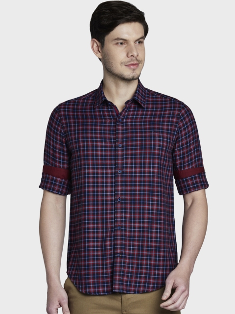 

ColorPlus Men Purple & Red Slim Fit Checked Casual Shirt