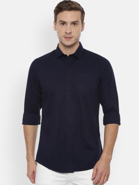 

Solly Jeans Co. Men Navy Blue Regular Fit Solid Casual Shirt