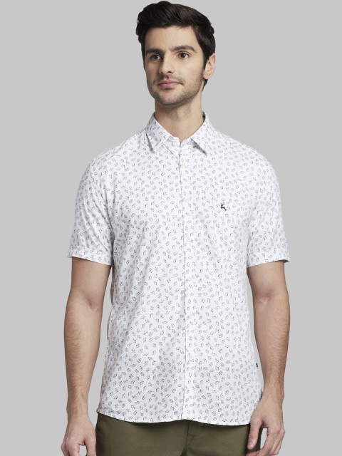 

Parx Men White Slim Fit Printed Casual Shirt