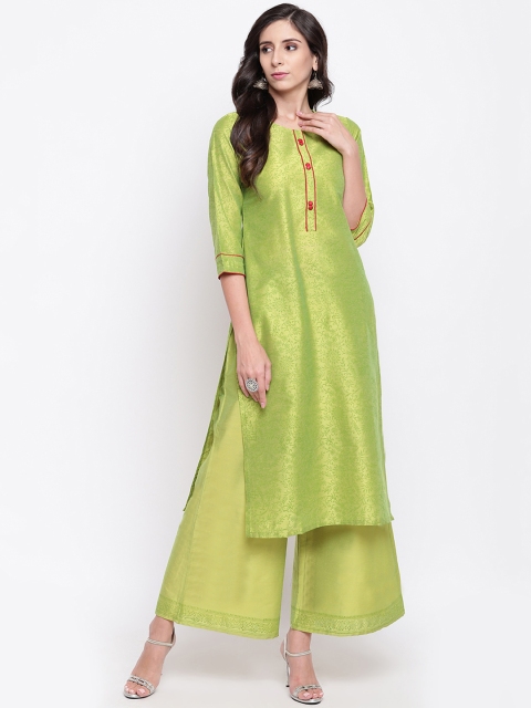 

Shakumbhari Women Green Hand Block Printed Kurta with Palazzos