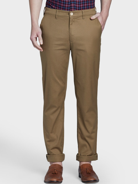 

ColorPlus Men Khaki Tapered Fit Solid Regular Trousers