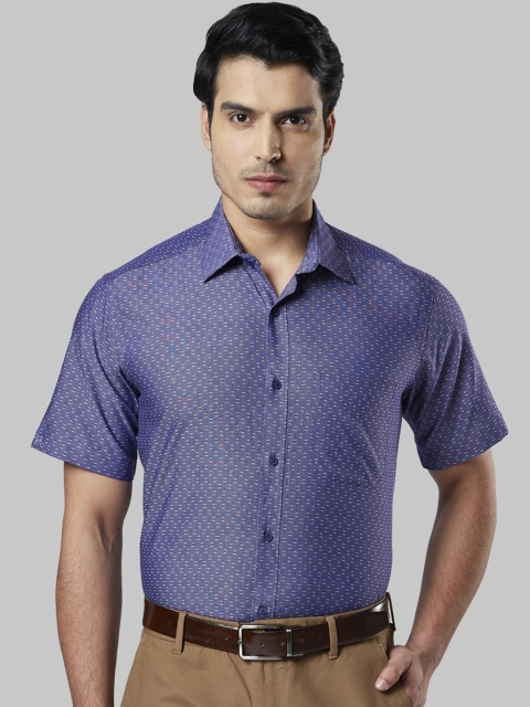 

Raymond Men Blue Regular Fit Self Design Formal Shirt