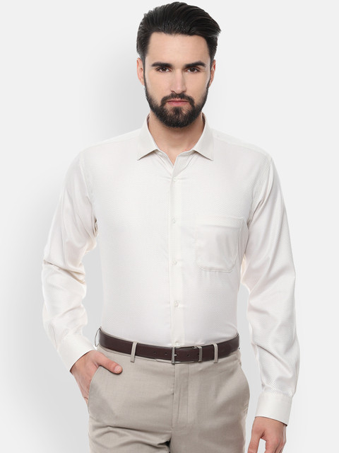 

Van Heusen Men Cream-Coloured Regular Fit Self Design Formal Shirt