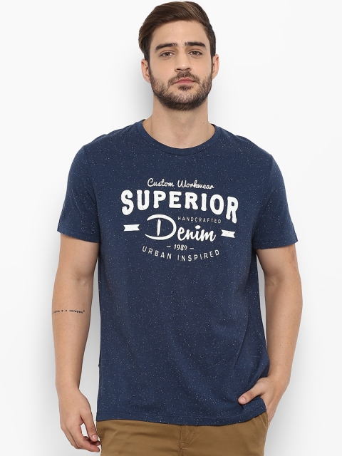 

KVL Men Navy Blue Printed Round Neck T-shirt