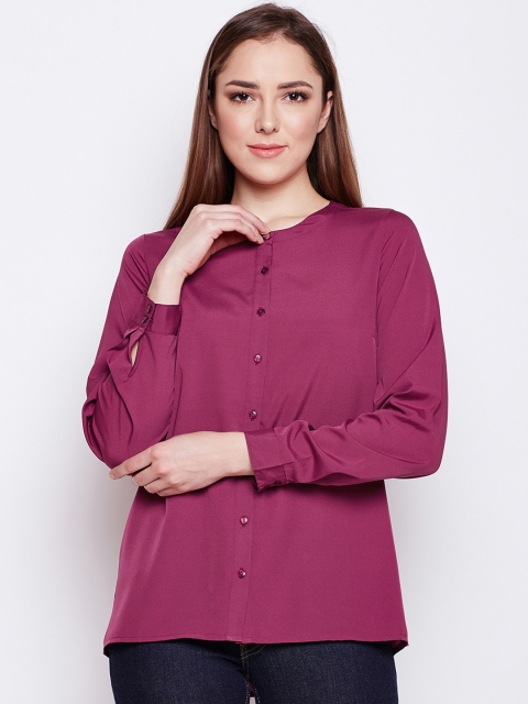 

Oxolloxo Women Magenta Regular Fit Solid Casual Shirt