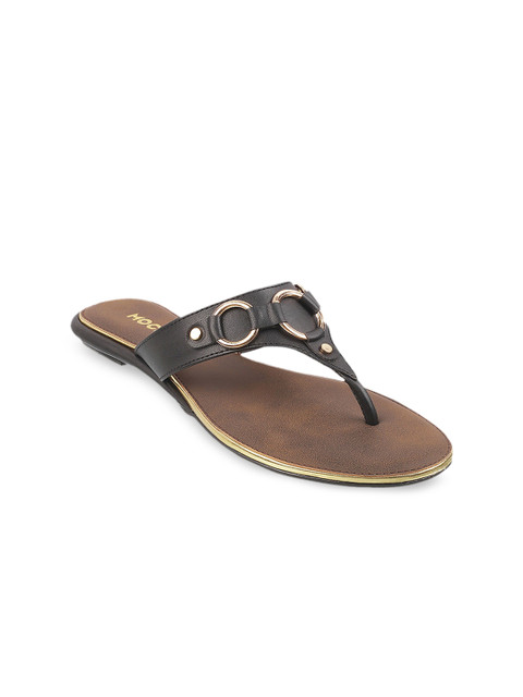 

Mochi Women Charcoal Embellished Open Toe Flats