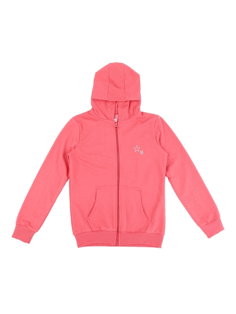 

Pantaloons Junior Girls Peach-Coloured Solid Hooded Sweatshirt