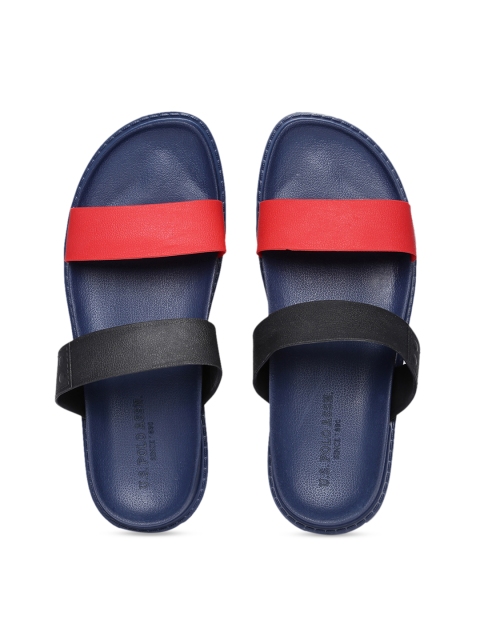 

U.S. Polo Assn. Men Red & Black Colourblocked Sliders