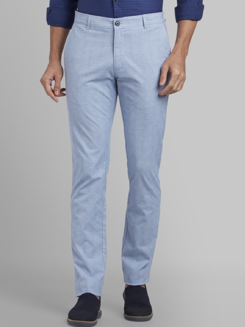 

Parx Men Blue Slim Fit Checked Regular Trousers