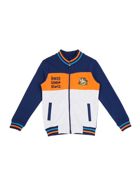 

Pantaloons Junior Boys Navy Blue & Yellow Colourblocked Sweatshirt