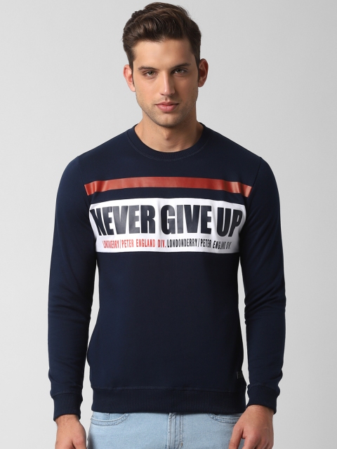 

Peter England Casuals Men Navy Blue Printed Sweatshirt