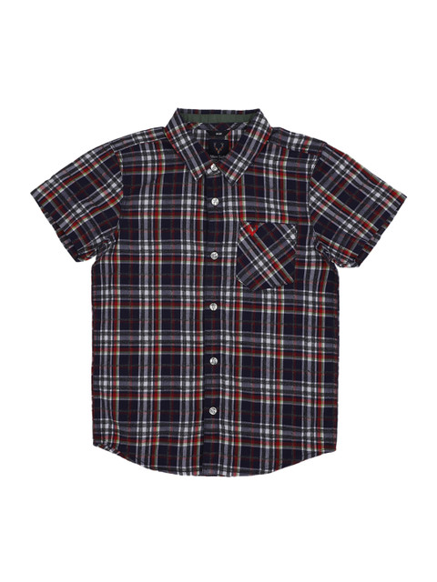 

Allen Solly Junior Boys Navy Blue & Red Regular Fit Checked Casual Shirt