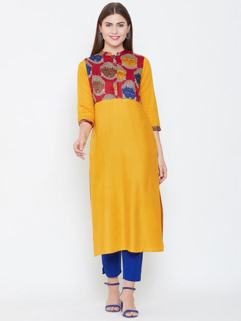 

rangeelo rajasthan Women Yellow Printed Straight Kurta