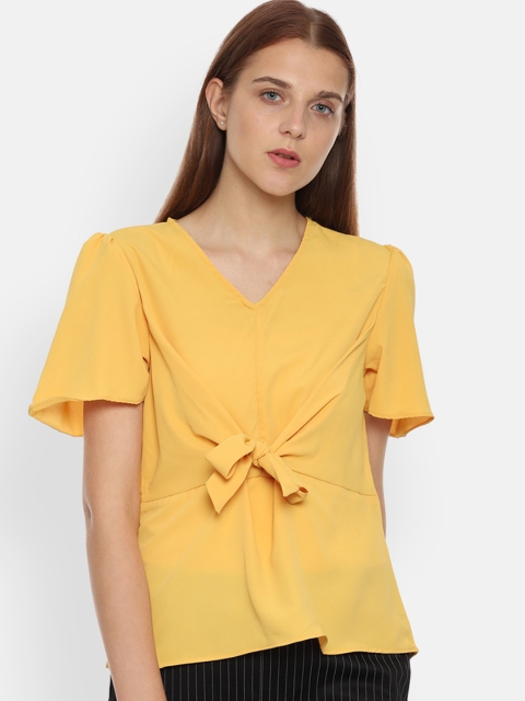 

Van Heusen Woman Women Yellow Solid Top