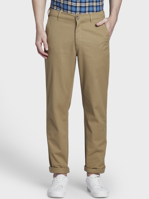 ColorPlus Men Khaki Tapered Fit Solid Regular Trousers