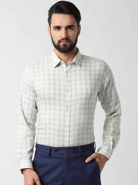 

Peter England Men Yellow & Grey Slim Fit Checked Formal Shirt