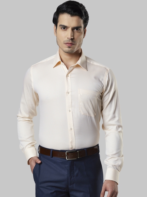 

Raymond Men Peach-Coloured Regular Fit Self Design Formal Shirt