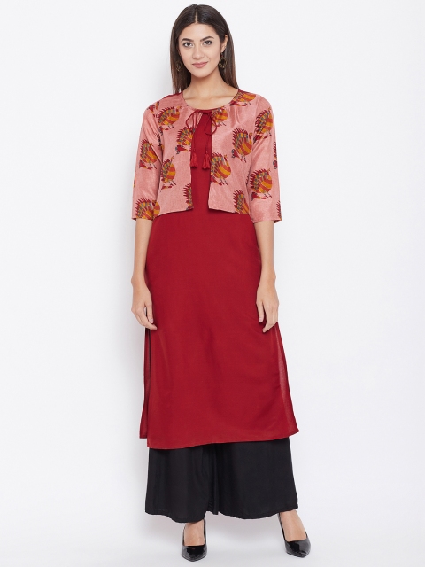 

rangeelo rajasthan Women Pink & Red Printed Straight Kurta