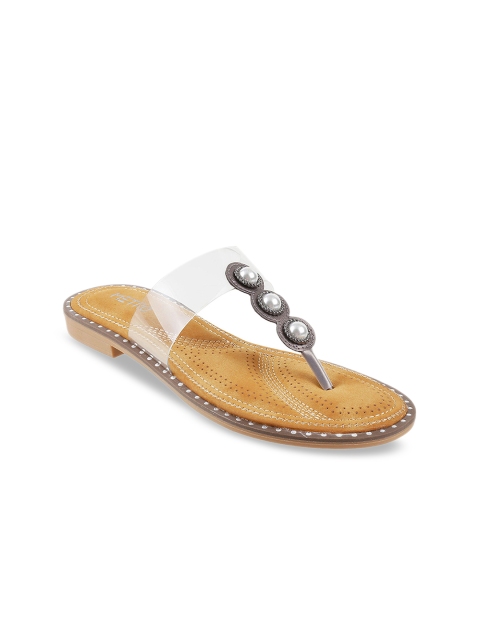 

Metro Women Grey Embellished Open Toe Flats