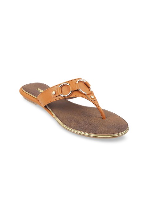 

Mochi Women Tan Brown Solid Open Toe Flats