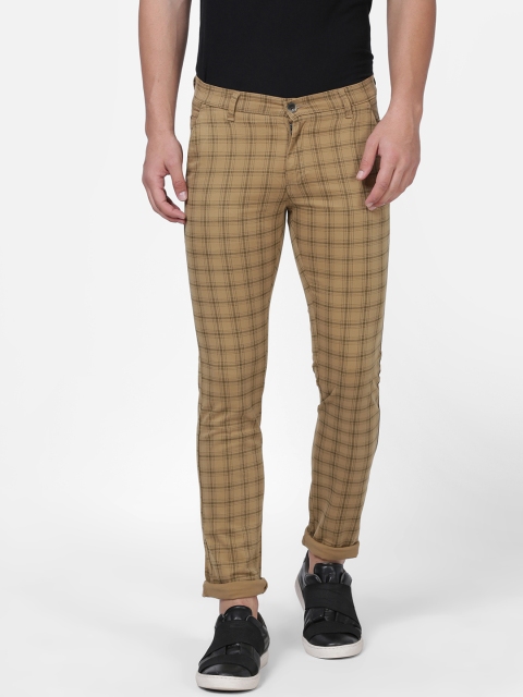 

NO NEXT Men Khaki Smart Slim Fit Checked Regular Trousers
