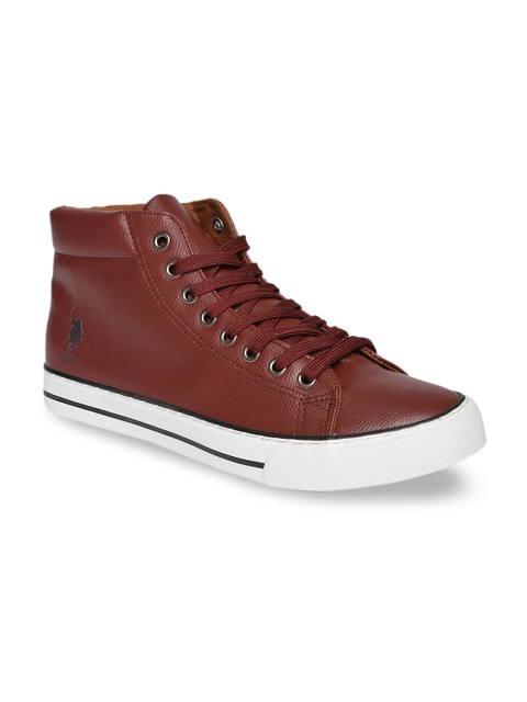 

U.S. Polo Assn. Men Maroon Solid Jude Mid-Top Sneakers