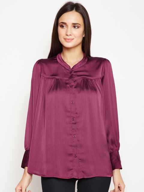

Oxolloxo Women Maroon Solid Shirt Style Top