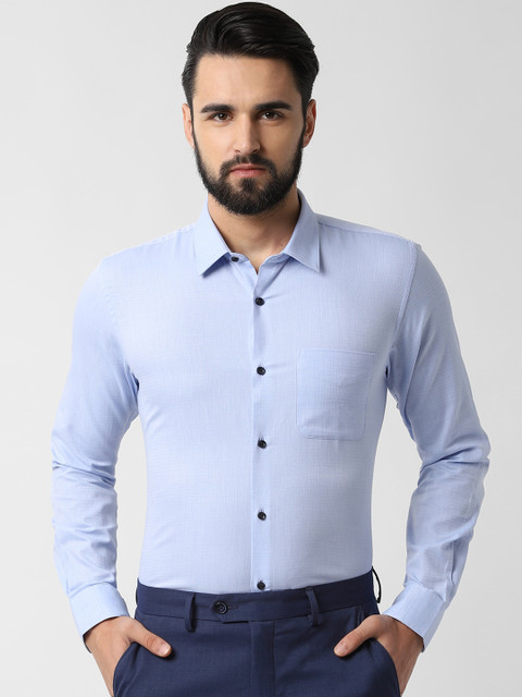 

Peter England Men Blue Slim Fit Self Design Formal Shirt
