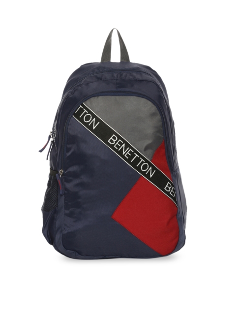 

United Colors of Benetton Unisex Red & Blue Colourblocked Backpack