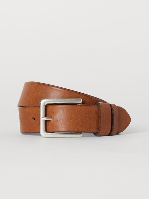

H&M Men Brown Solid Leather Belt, Beige