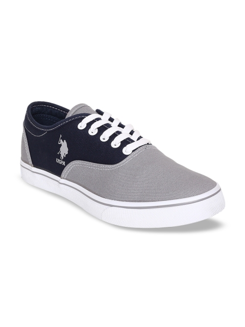 

U.S. Polo Assn. Men Grey & Black Colourblocked Sneakers