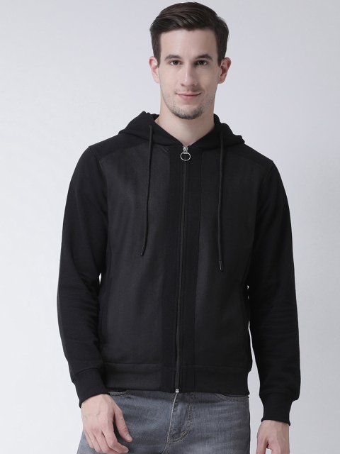 Club York Men Black Solid Hooded Sweatshirt
