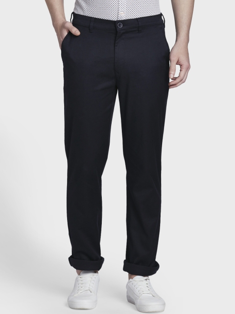 

ColorPlus Men Navy Blue Tapered Fit Solid Regular Trousers