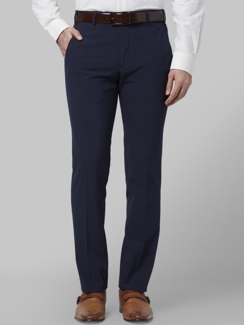 

Park Avenue Men Blue Slim Fit Self Design Formal Trousers