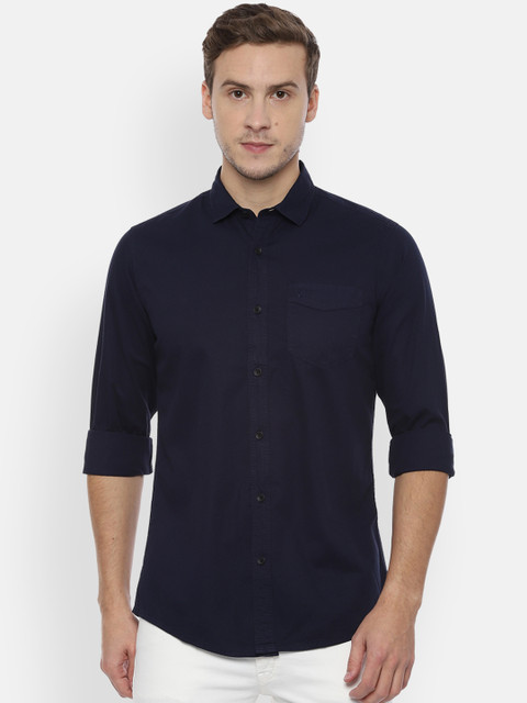 

Solly Jeans Co. Men Navy Blue Regular Fit Solid Casual Shirt